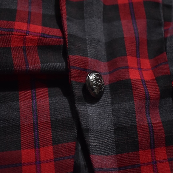 Korean K Fashion Red Black Plaid Blazer - Picture 5 of 10
